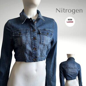 Nitrogen Cropped Denim Jacket | Large | Medium Wash